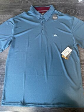 Quiksilver Men's Teal Short-Sleeve Moisture-Wicking Polo